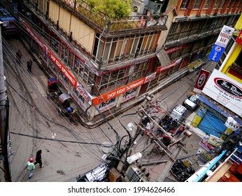 Thamel KathmanduNepal-4 2 2016:the top view picture show the atmosphere  of Thamel in the morning