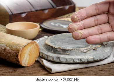 Thanaka Wood And Kyauk Pyin Stone Slab