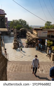 THANE, INDIA - Feb 06, 2021: Tujapur Mandi Maharashtra India Temple After Covid