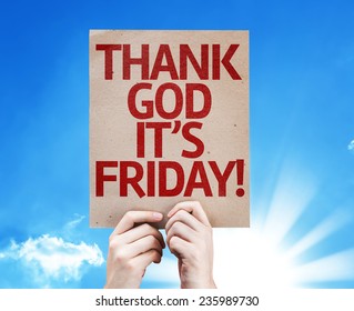 Thank God It's Friday card with sky background