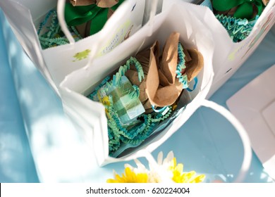 Thank you bags on baby shower. It's a boy - Shutterstock ID 620224004