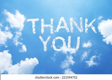 "thank you" a cloud word on sky