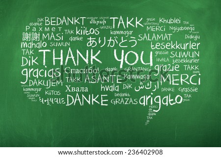 Thank You in Different Languages / Thank You Word Cloud as Speech Bubble