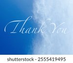 Thank You Font with Blue Sky and Clouds – Aesthetic Typography Design
