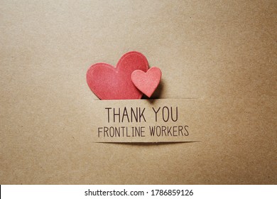 Thank You Frontline Workers Message With Handmade Small Paper Hearts