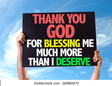 Thank You God For Blessing Me Much More Than I Deserve Card With Sky Background