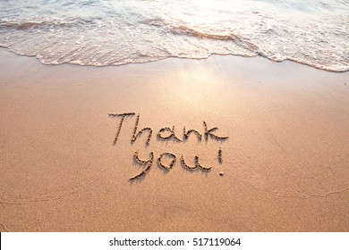 thank you, gratitude concept, beautiful card, word written on sand beach - Shutterstock ID 517119064