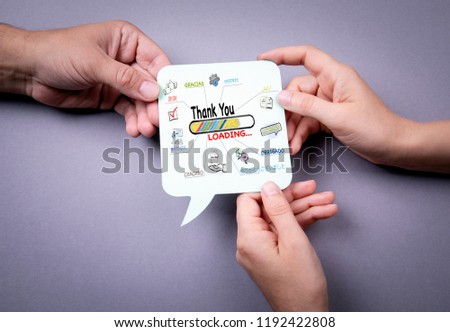 Thank You in Most Spoken Languages In The World, Business concept. Speech bubble on a gray background