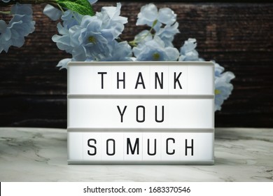 Thank You So Much Word In Light Box With Flowers Decoration