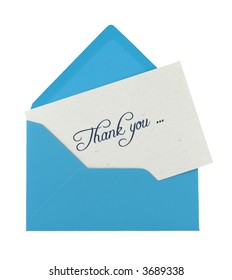 Thank You Note Blue Envelope Isolated Stock Photo (Edit Now) 3689338