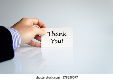 Thank You Note In Business Man Hand