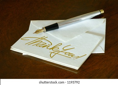 A Thank You Note With A Fountain Pen On The Image