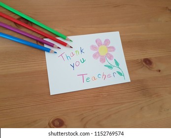 Thank You Note For Teacher, Note Pad With Colored Pencils, Teacher Appreciation Week