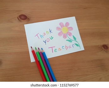 Thank You Note For Teacher, Note Pad With Colored Pencils, Teacher Appreciation Week