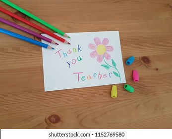 Thank You Note For Teacher, Note Pad With Colored Pencils, Teacher Appreciation Week