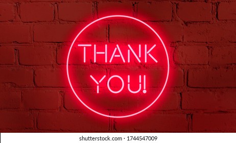 THANK YOU phrase in red neon style on  brick background for your design tempates. - Powered by Shutterstock