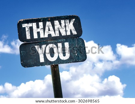 Thank You sign with clouds on background