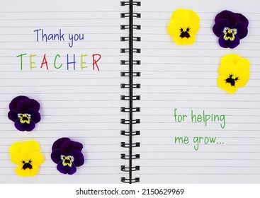 Thank You Teacher, Teacher Appreciation Week, Message For End Of School Year On A Note Book.