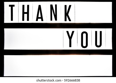 Thank You Text In Balck And White On Light Box Sign Board