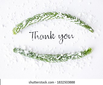 Thank You Winter Card On A White Background