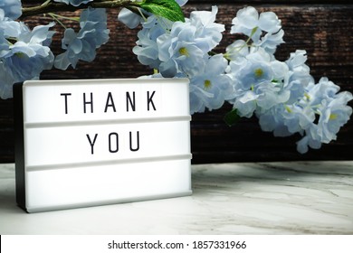 Thank You Word In Light Box With Flowers Decoration