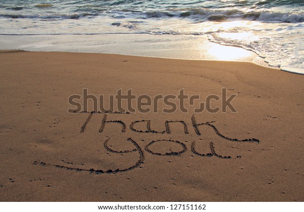 Thank You Written Sand On Beach Stock Photo (Edit Now) 127151162