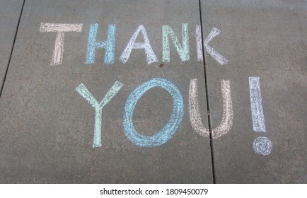 Thank You Written With Sidewalk Chalk