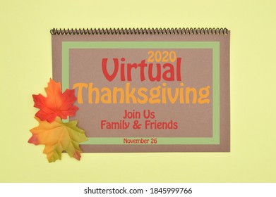 Thanksgiving 2020 Virtual Sign On Yellow Background