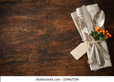 Thanksgiving Autumn Place Setting With Cutlery