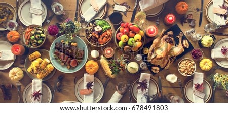 Thanksgiving Celebration Traditional Dinner Setting Food Concept