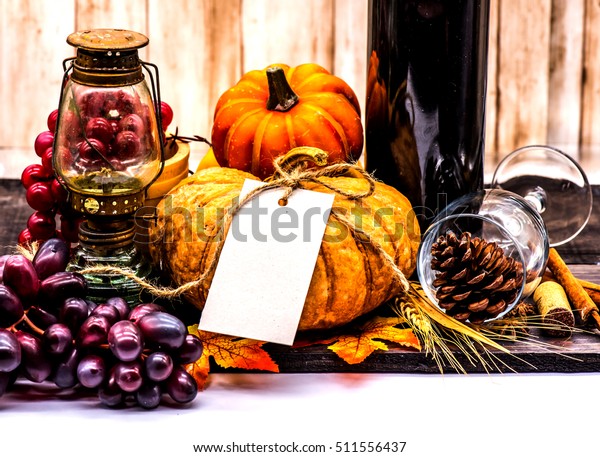 Thanksgiving Decoration Frame Tag Fruit Autumn Stock Photo Edit
