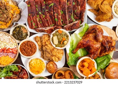 Thanksgiving Feast Soul food Ribs Fried Chicken - Shutterstock ID 2213237029