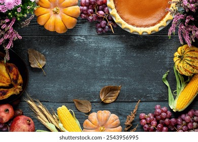 Thanksgiving greeting card or leaflet mockup or background, rustic natural decor concept, overhead view of autumn traditional harvest - Powered by Shutterstock