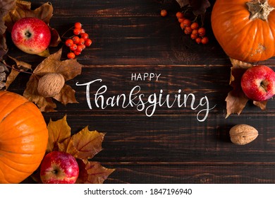 Thanksgiving Greetings Pumpkins Dry Leaves On Stock Photo (Edit Now ...