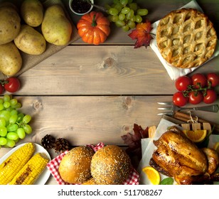 Thanksgiving Meal On A Wooden Background