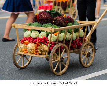 Thanksgiving Parade with Vegetables Street - Shutterstock ID 2215476373