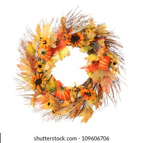 Thanksgiving wreath isolated over white