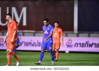 Thanyaburi-Pathumthani-6NOV2021:Teerasil Dangda #10 Player Of Bg Pathum In Action During Thaileague2021 Between Bgpu Against Buriram At Leo Stadium,thailand