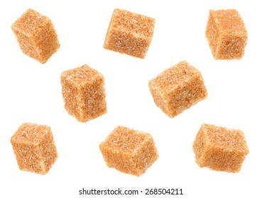 Thatched Brown Sugar Cube Set Isolated On White