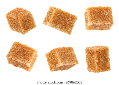 Thatched Brown Sugar Cube Set Isolated On White