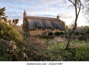 Thatched, Cotswold Cottage At Ilmington, Warwickshire, England.