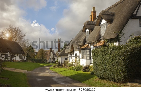 Thatched Cottages Welford On Avon Near Stock Photo Edit Now