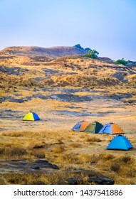 Thats Our Overnight Accommodation At Harishchandragad, Camping At The Top