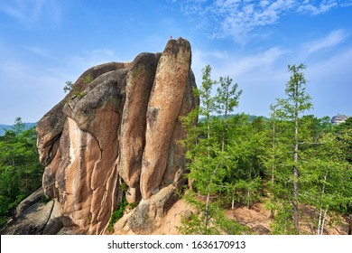 "The feathers" rock in the Stolby Nature Reserve in Krasnoyarsk