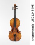 "The Francesca" Violin by Antonio Stradivari. Vintage art print, old photography of violin front view, violin on white background, The Francesca Violin
