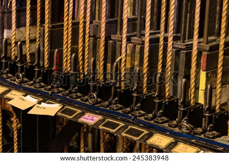 Theater Backstage Curtain Ropes and Levers Mechanical System