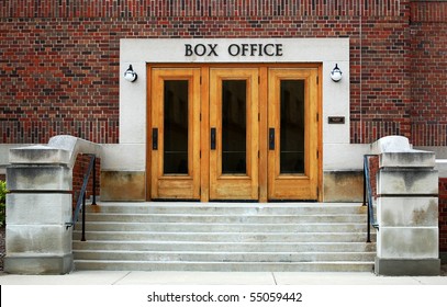 Theater Box Office, Brick Walls, Three Doors