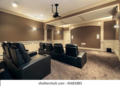 Theater In Luxury Home With Stadium Seating