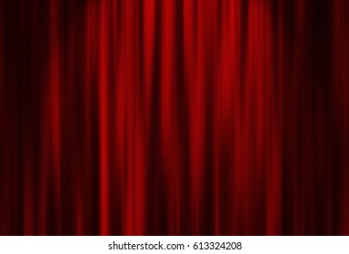 Theater red curtain with spot lighting - Shutterstock ID 613324208