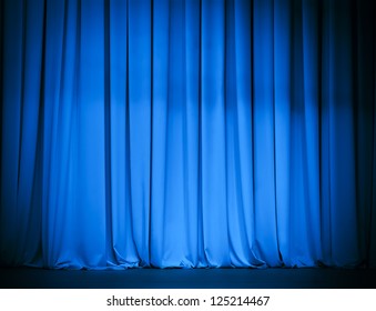 Theater Stage Blue Curtain
